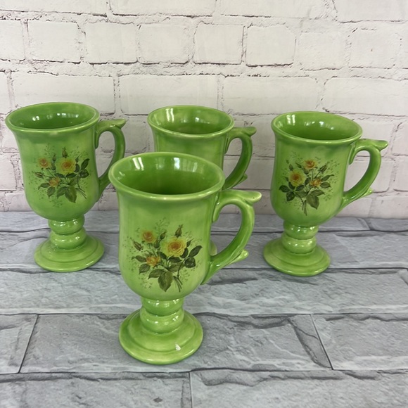 vintage green stemmed mugs - Picture 1 of 9